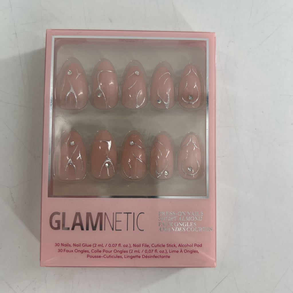 press on nails-pink/silv