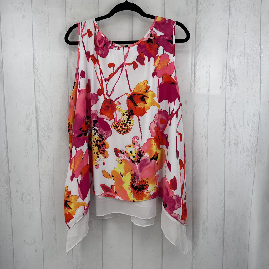 3X v-neck flo print tank