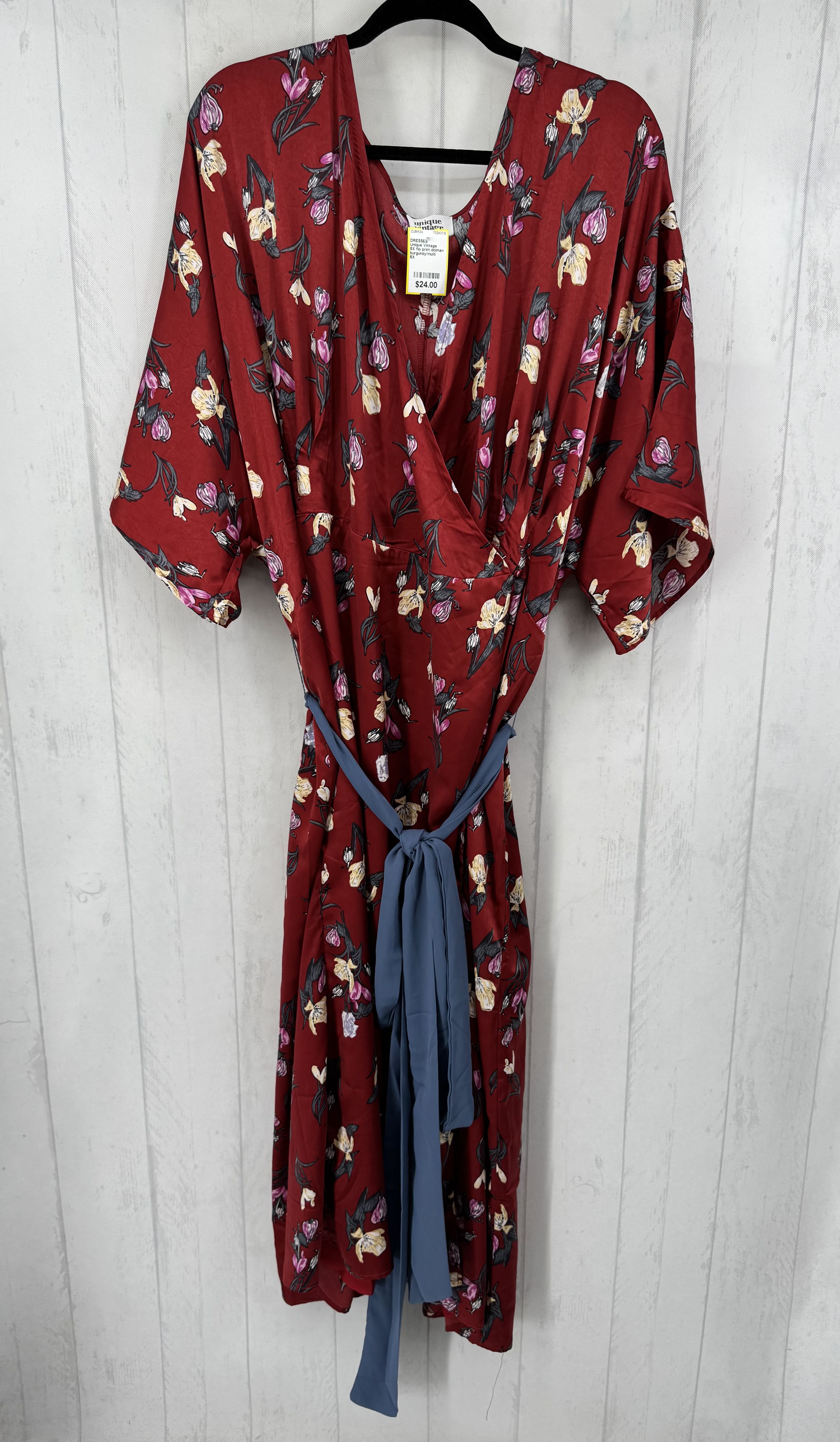 5X flo print dolman slv wrapdress