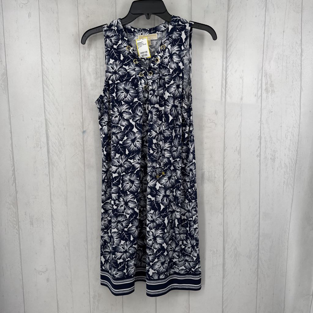 M flo print lace-up slvls dress