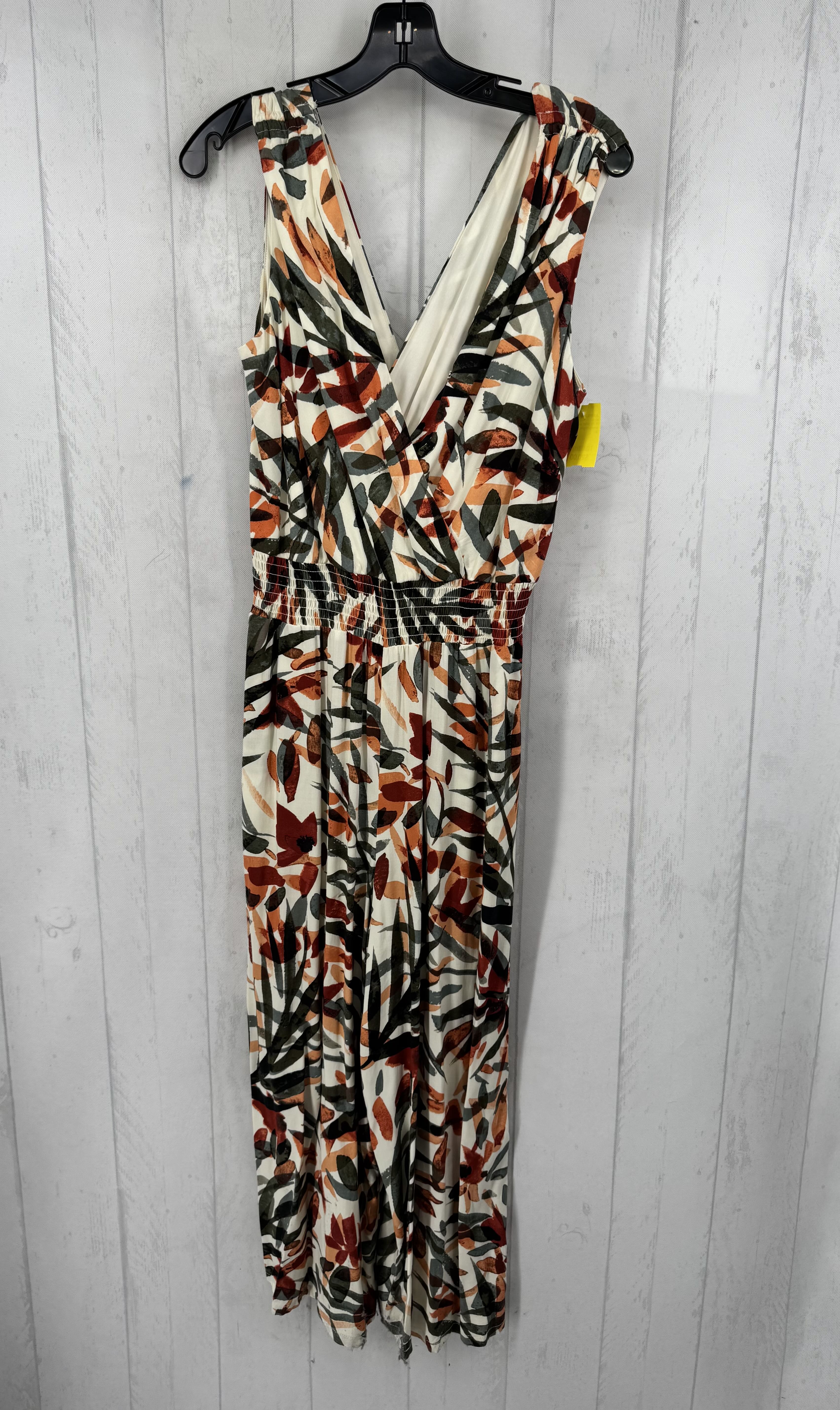 M flo print v-neck slvls jumpsuit