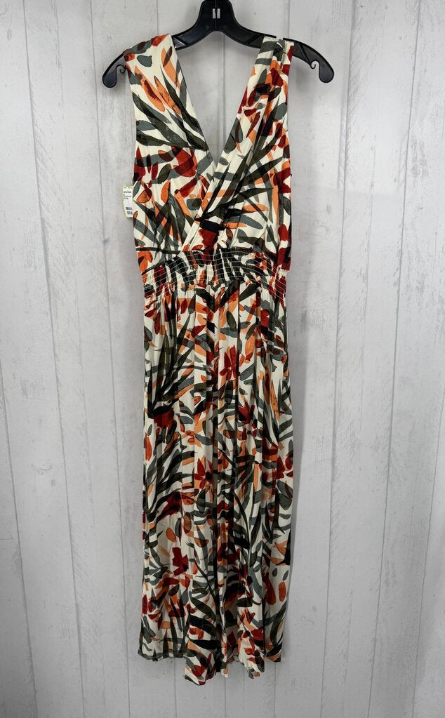 M flo print v-neck slvls jumpsuit