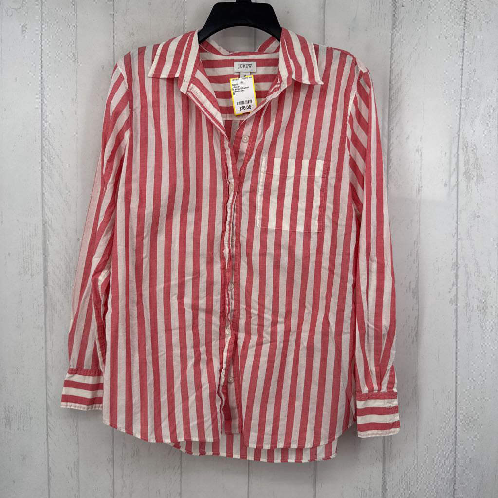M striped button down l/s top