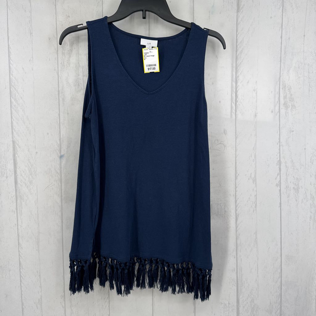 M v-neck fringe hem tank