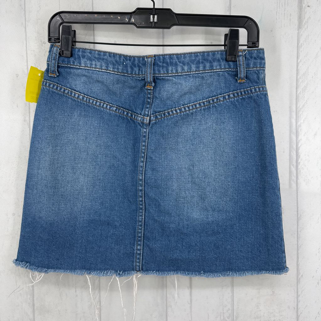 S frayed hem jean skirt