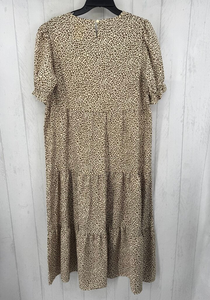L animal print tiered s/s dress