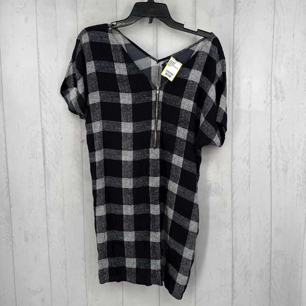 XXS checkered zip front s/s dress