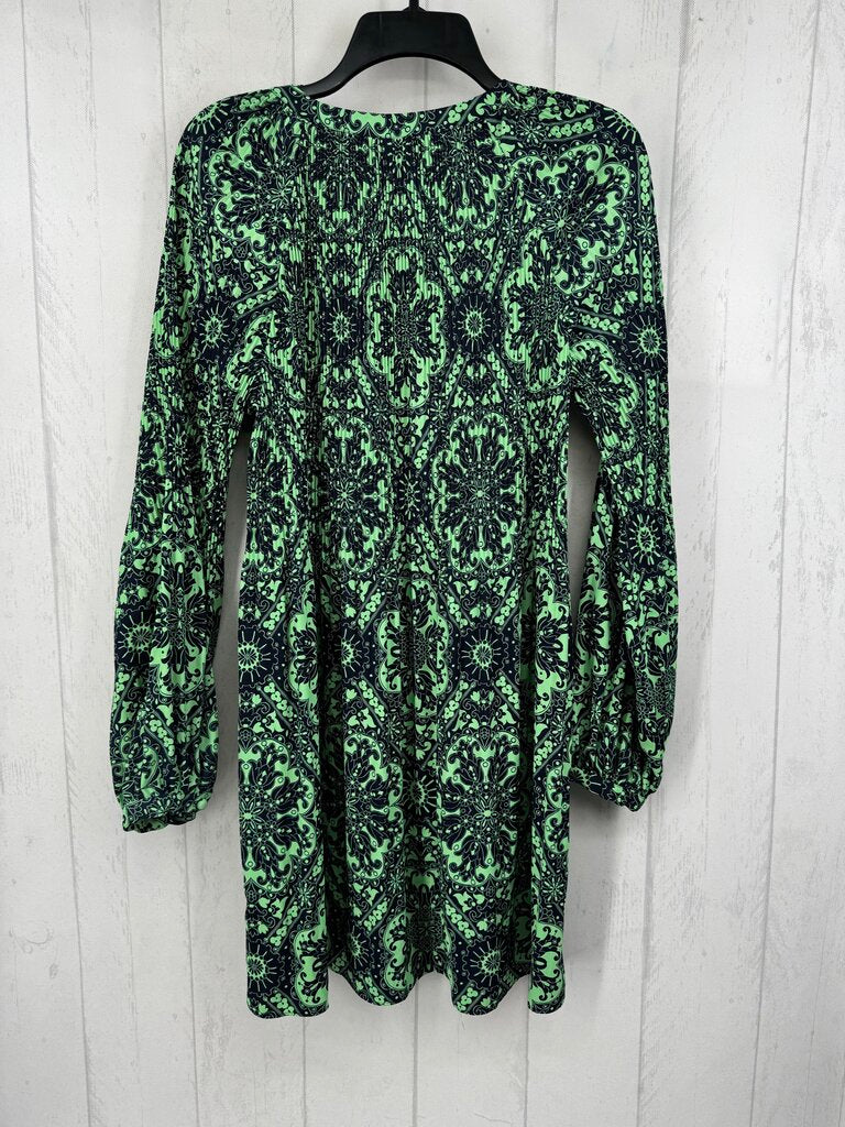 M medallion print quarter button l/s dress