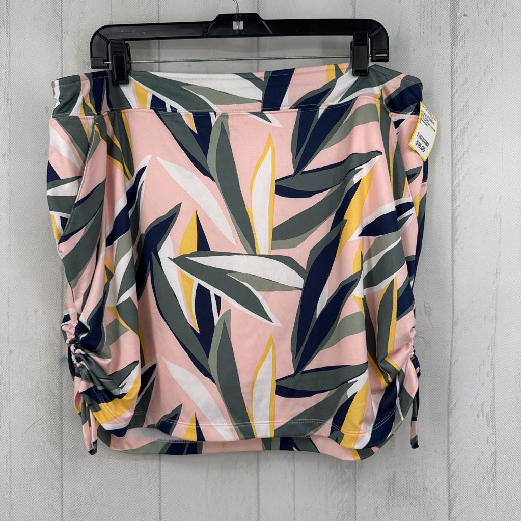 XL leaf print ruched sides golf skort