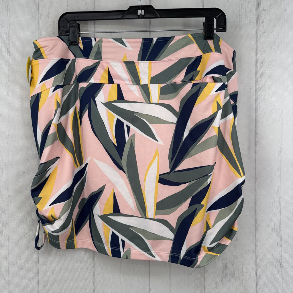 XL leaf print ruched sides golf skort