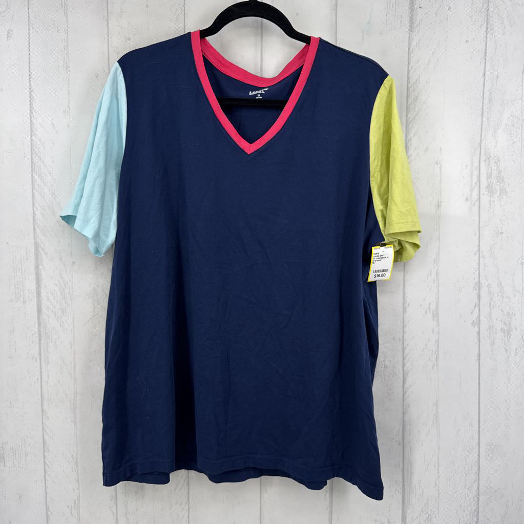 1X colorblock v-neck s/s tee