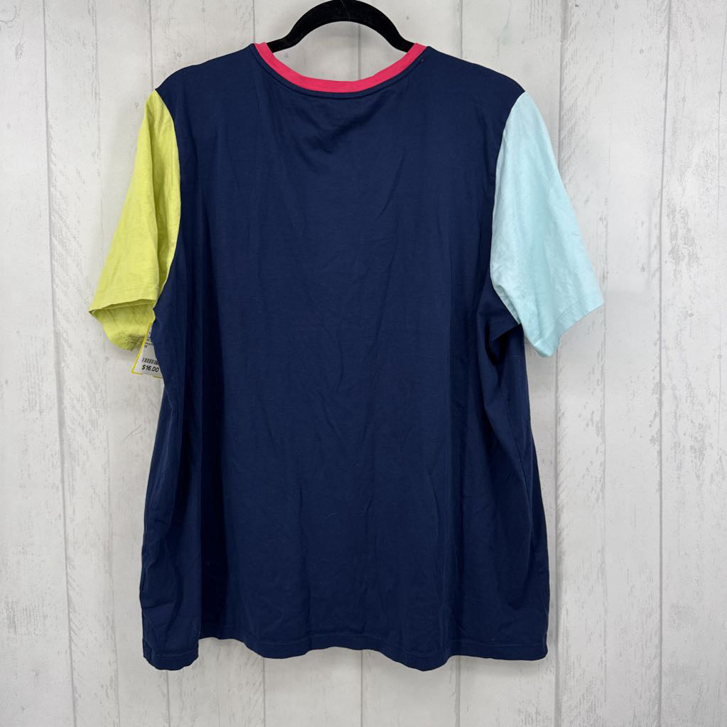 1X colorblock v-neck s/s tee