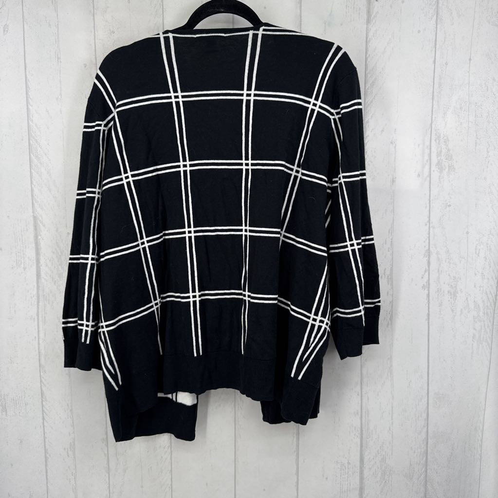 R75 2X checkered button down 3/4 slv cardi