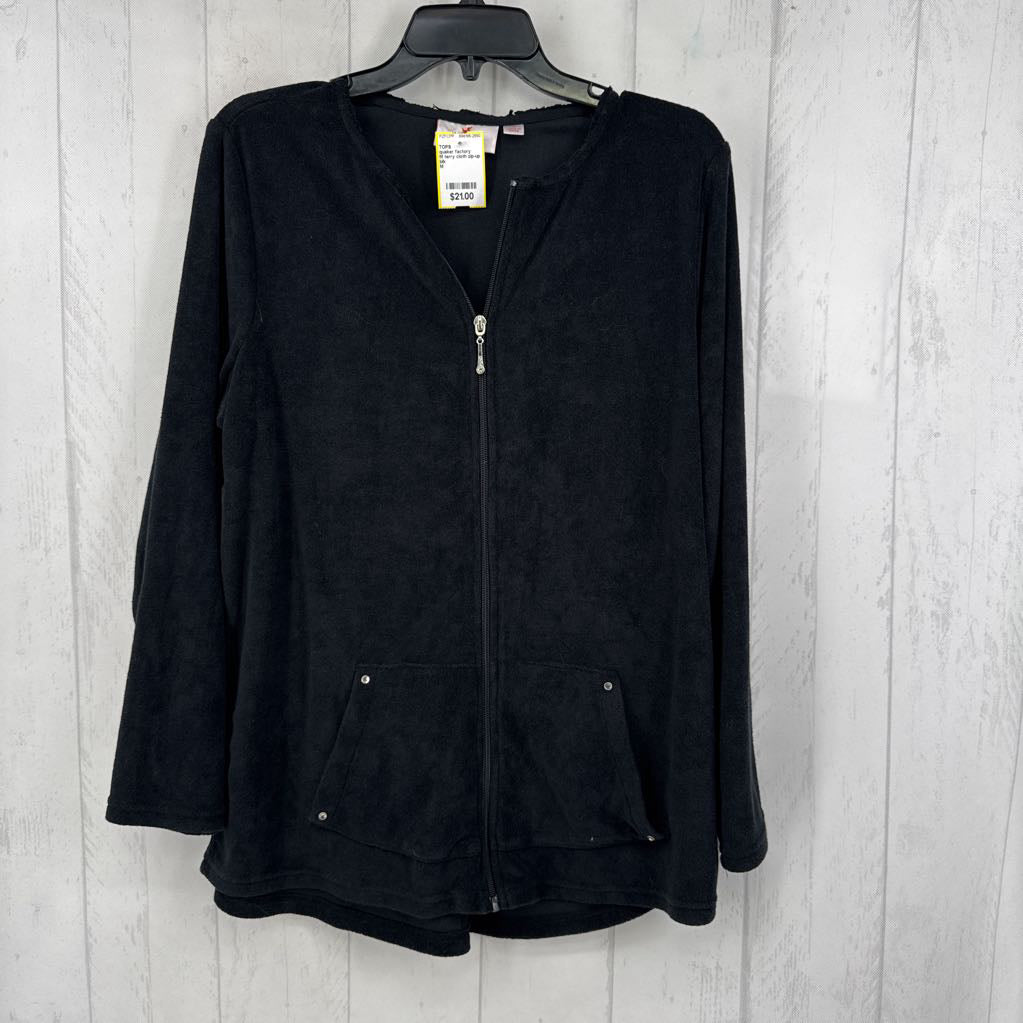 M terry cloth zip-up l/s jacket