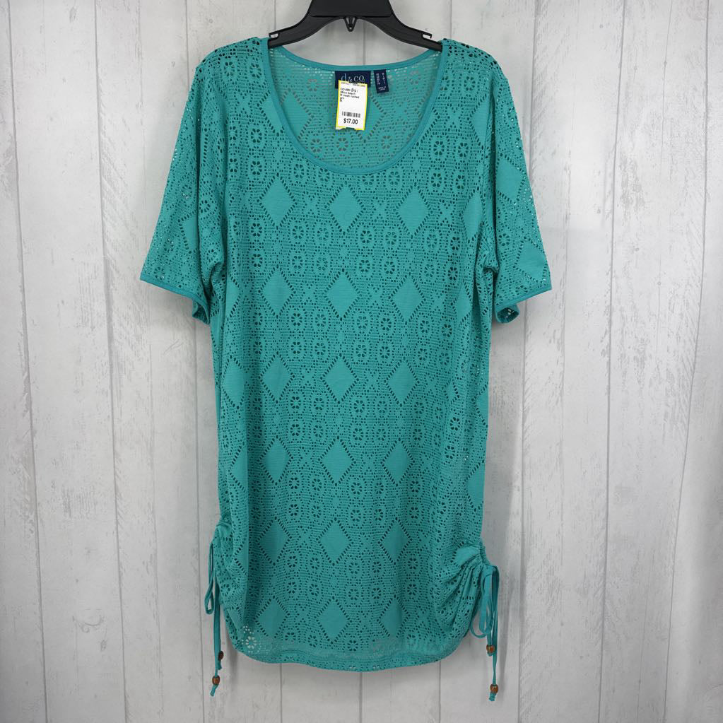 M mesh ruched sides s/s cover up
