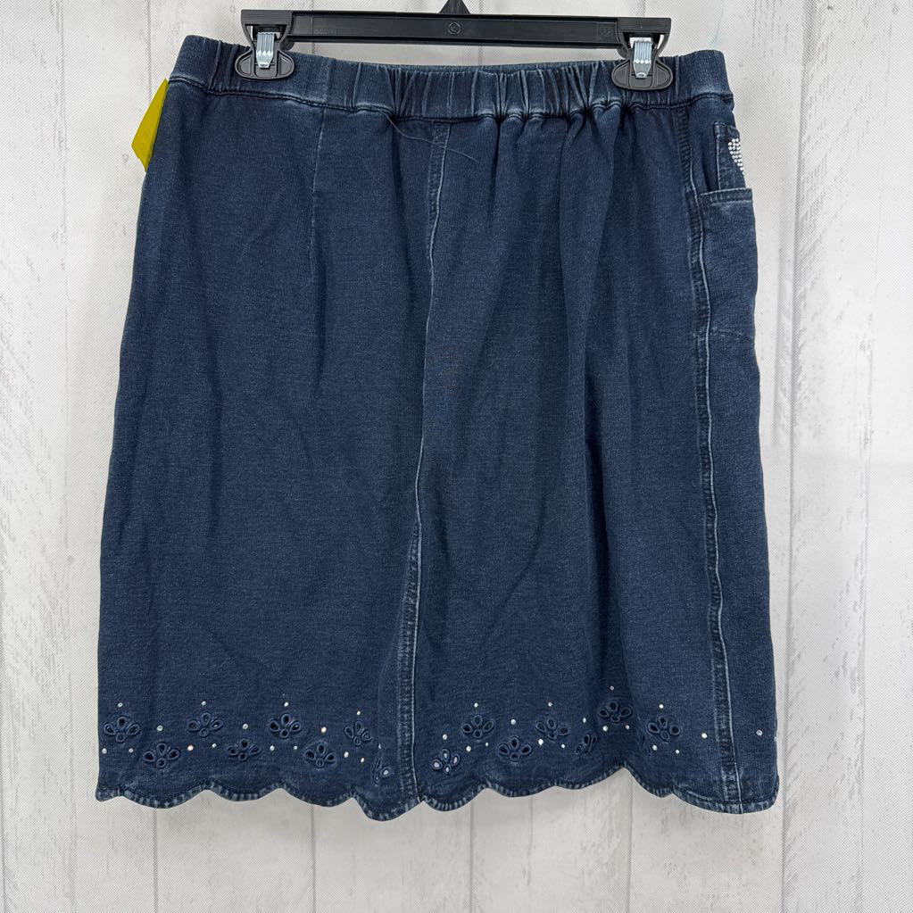 M embelished hem stretch denim skort