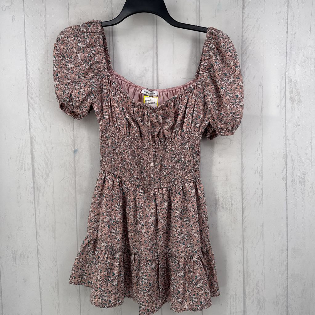 M flo print smocked s/s dress