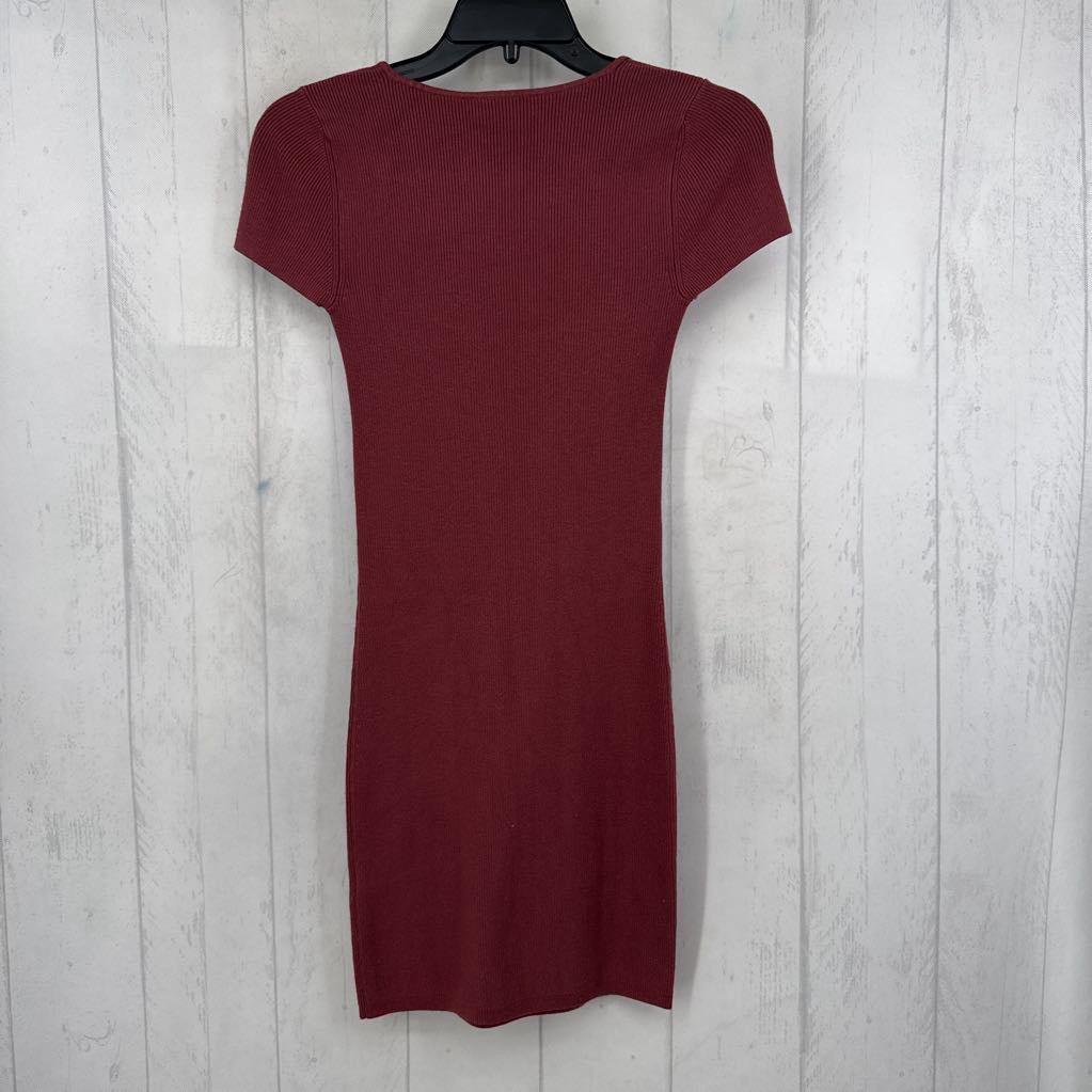 S rib knit scoop neck s/s dress