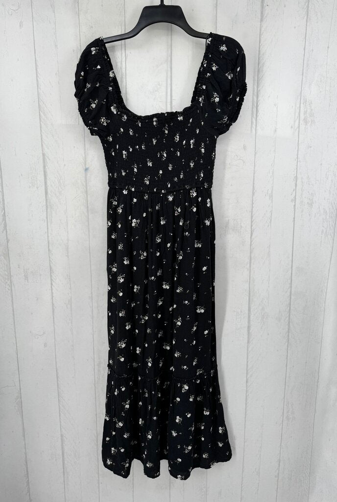 M flo print smocked s/s maxi dress