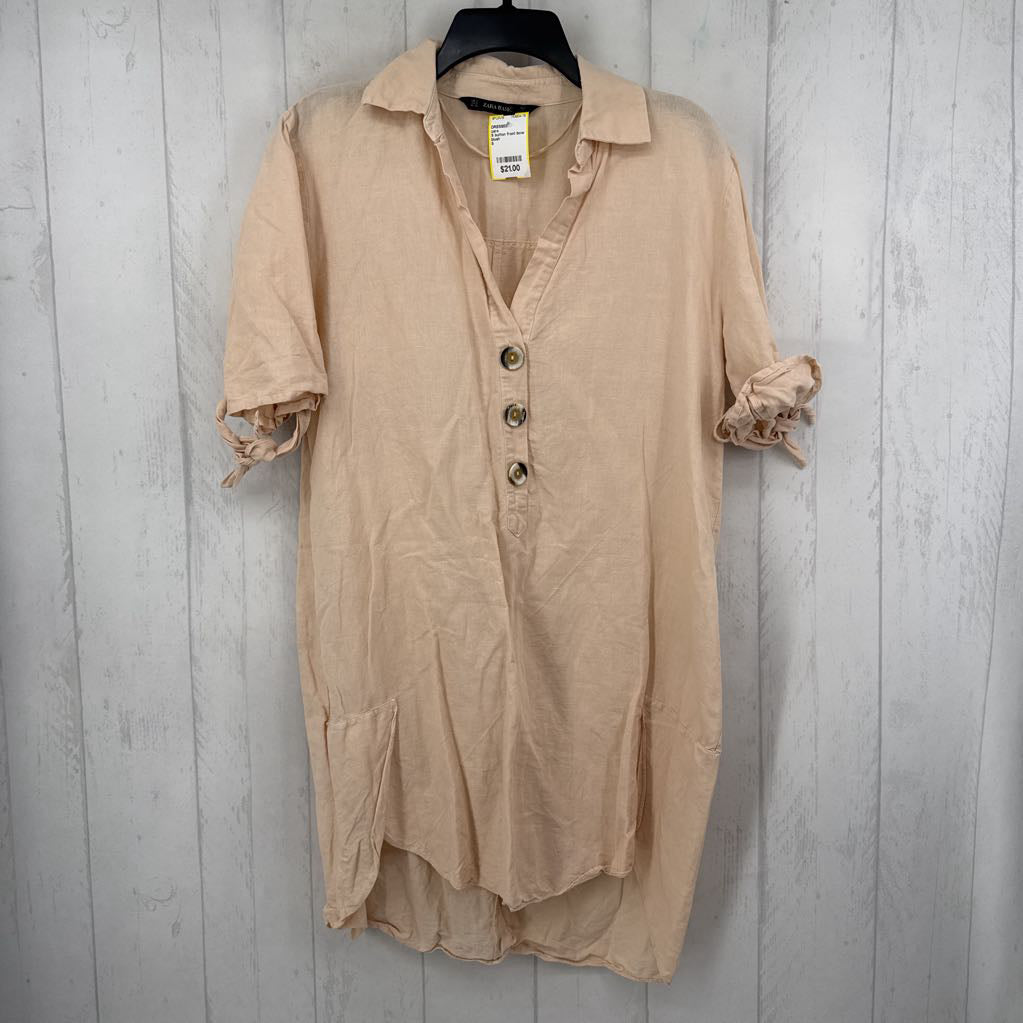 S button front bow slv dress
