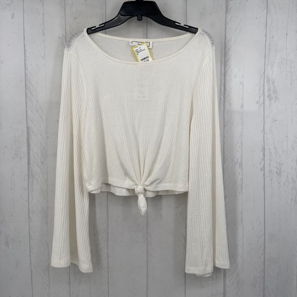 L ribbed knotted hem l/s top