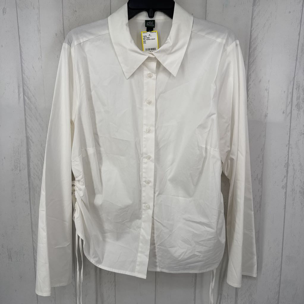 XXL button down ruched sides l/s top