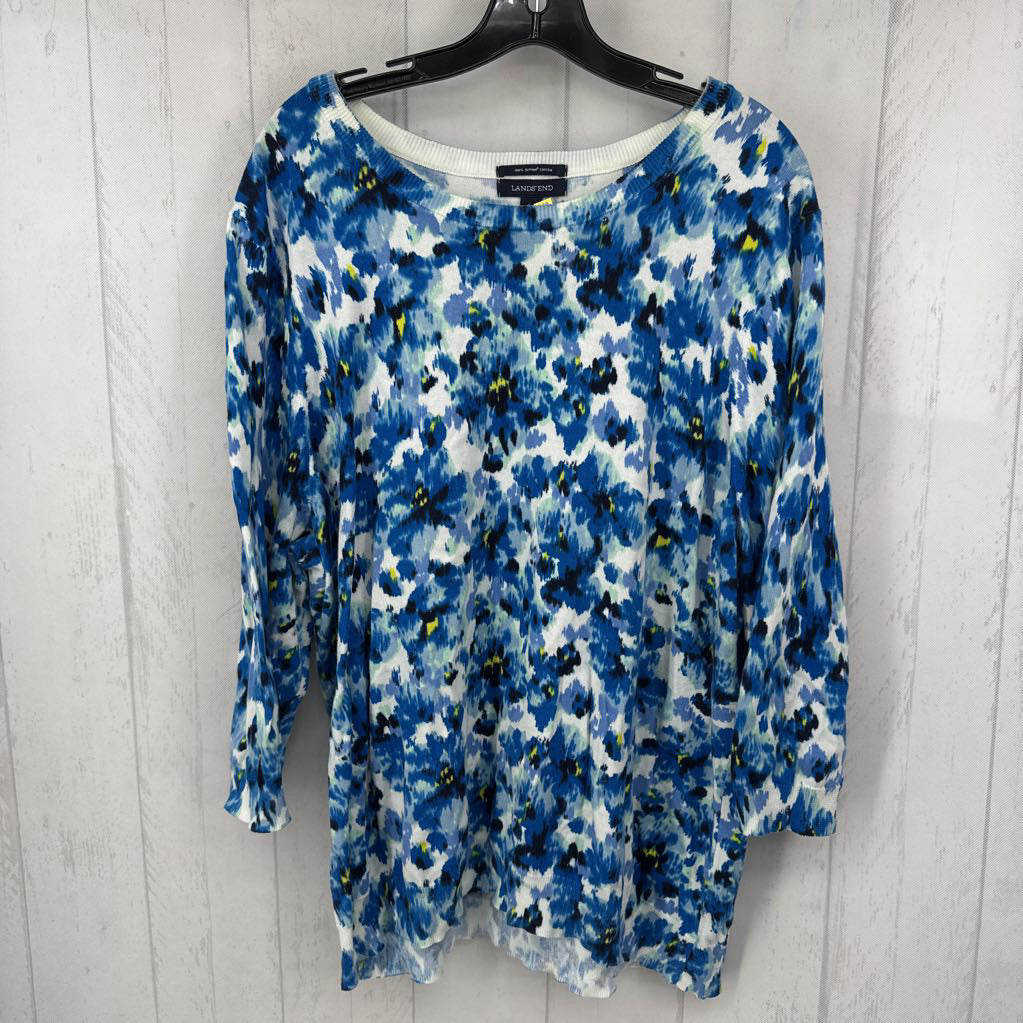 2X printed 3/4 slv sweater