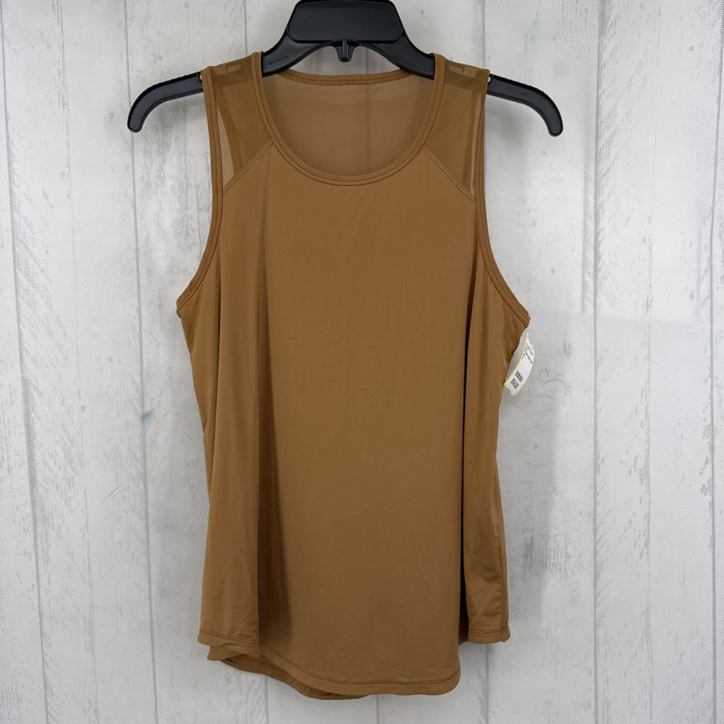 S mesh detail round hem tank