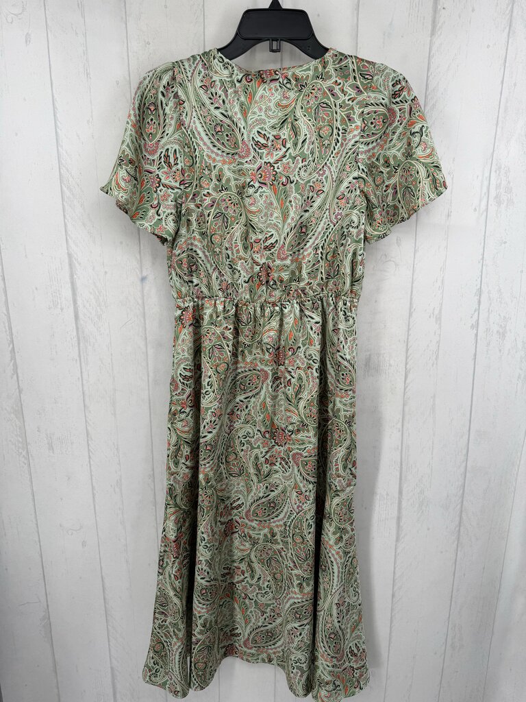 S paisley print crossover s/s dress