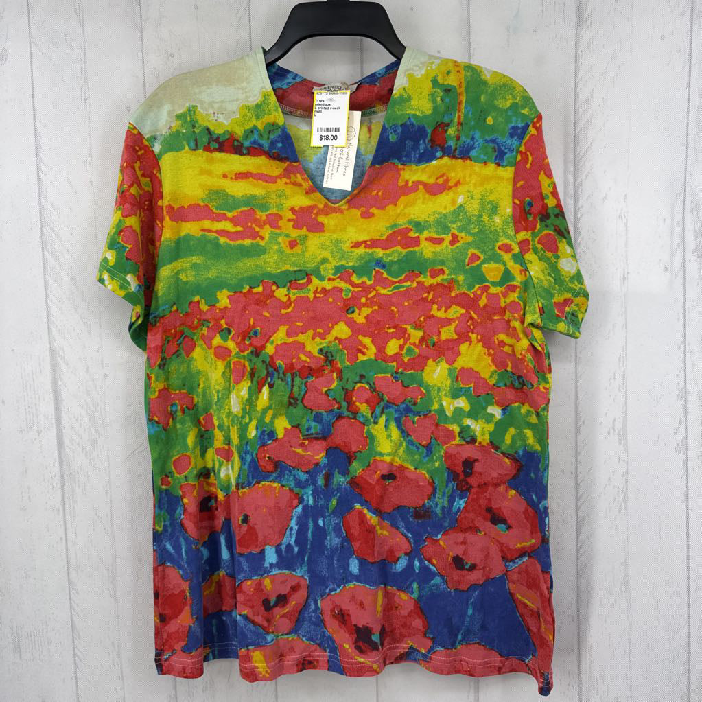 L printed v-neck s/s tee