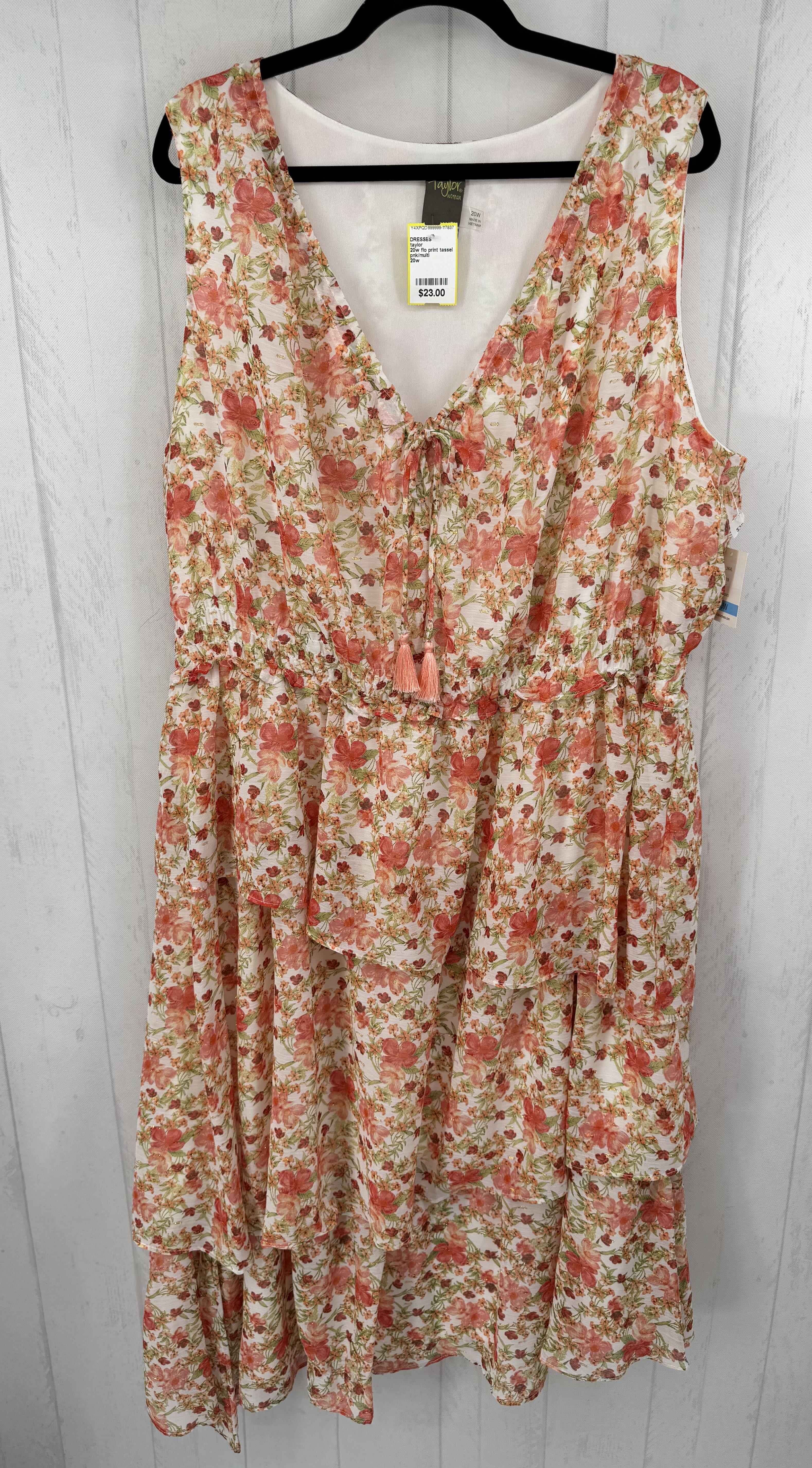 20w flo print tassel tie slvls dress