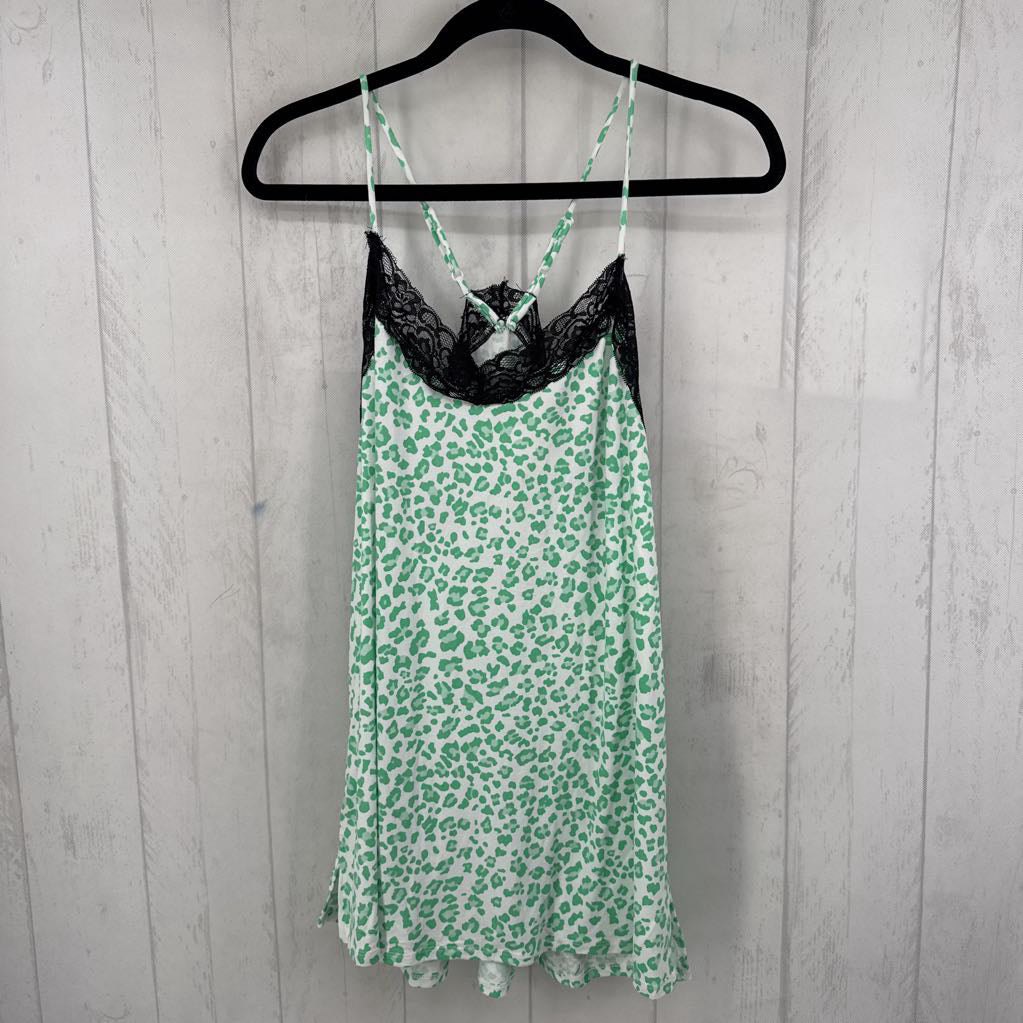 XL animal print lace trim cami