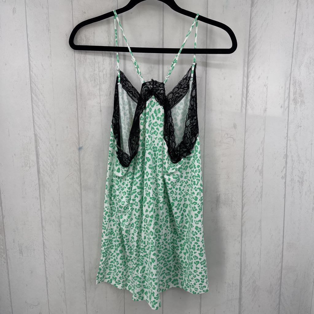 XL animal print lace trim cami