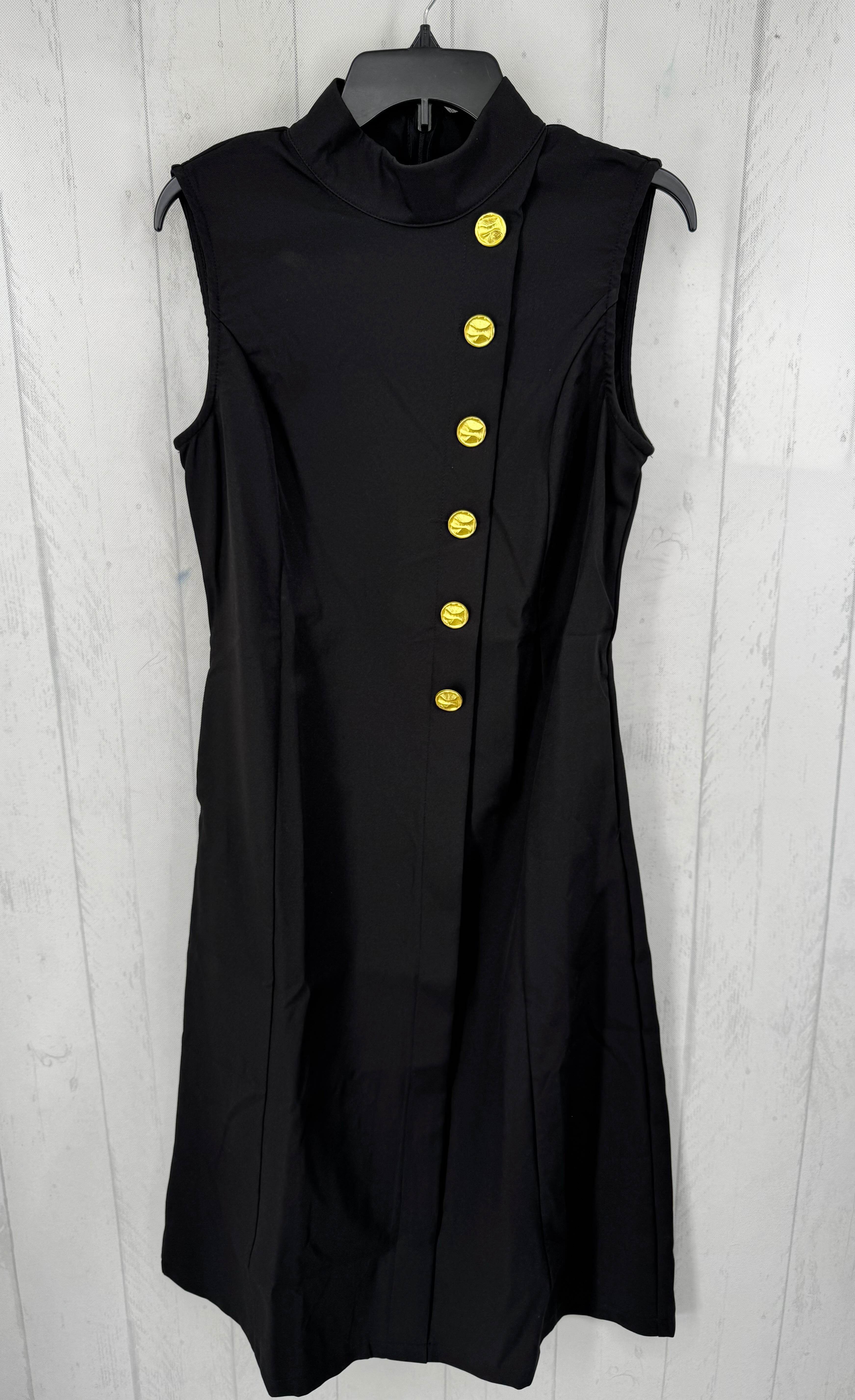 M mock neck gold button detail slvls dress