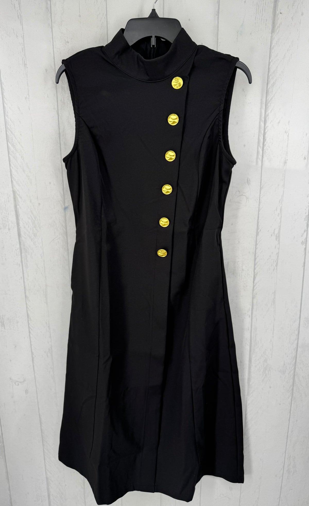 M mock neck gold button detail slvls dress