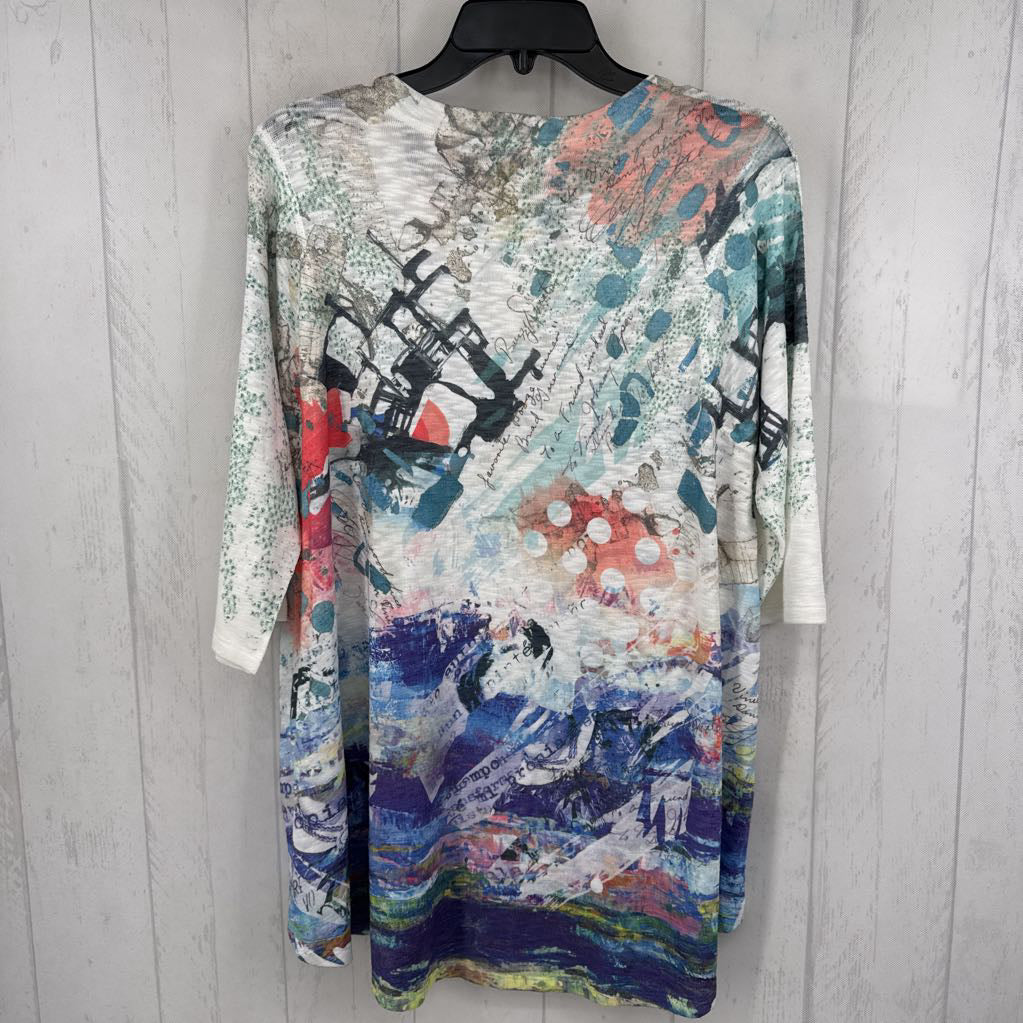M mixed print l/s top