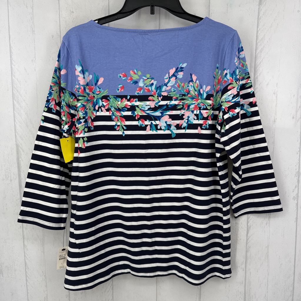 R40 L striped flo print 3/4 slv top