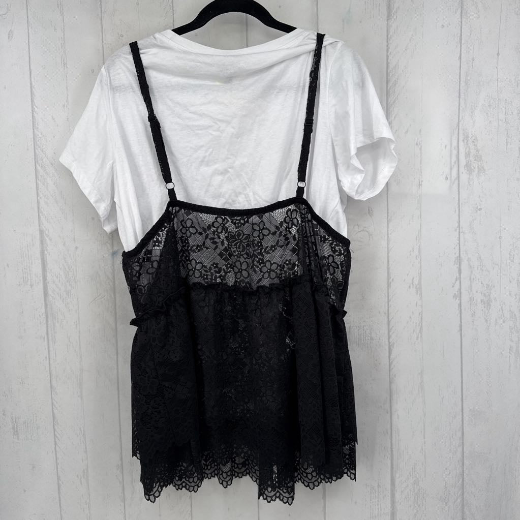 R60 1X lace peplum cami top s/s