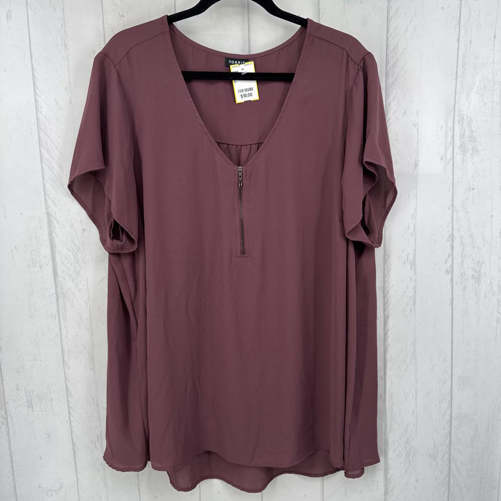 3X quarter zip s/s top