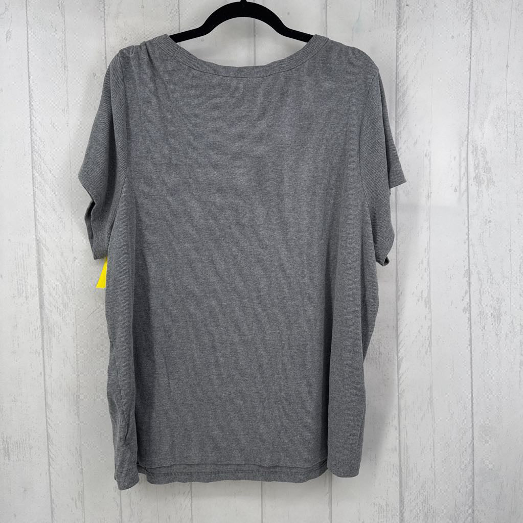4X ribbed scoop neck s/s top