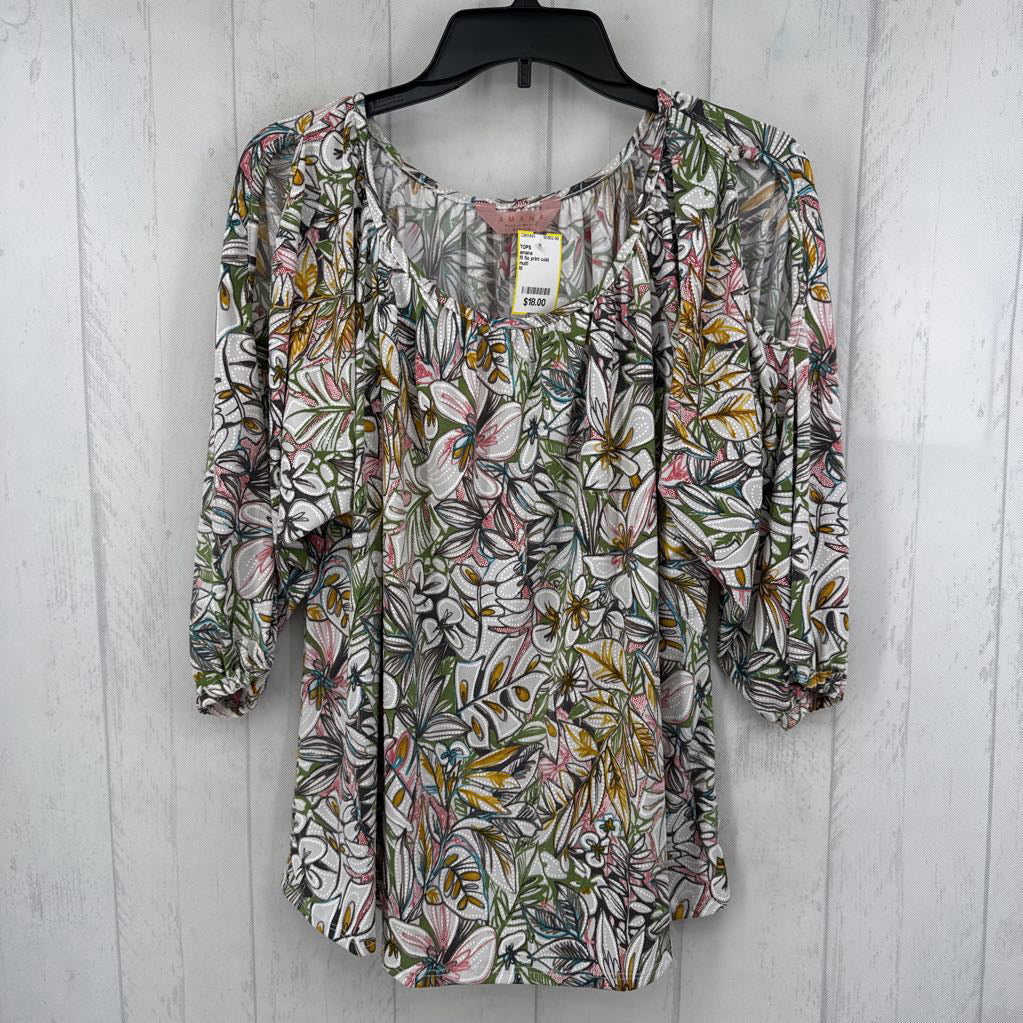 M flo print cold shoulder top