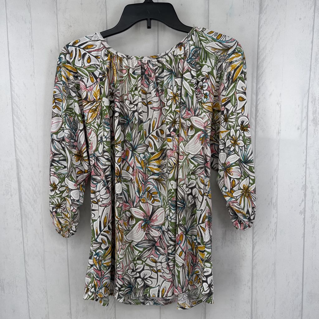 M flo print cold shoulder top