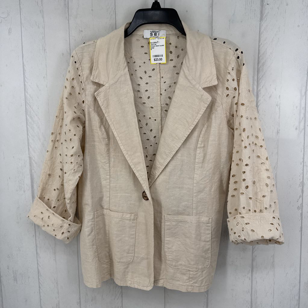 M linen blend eyelet blazer