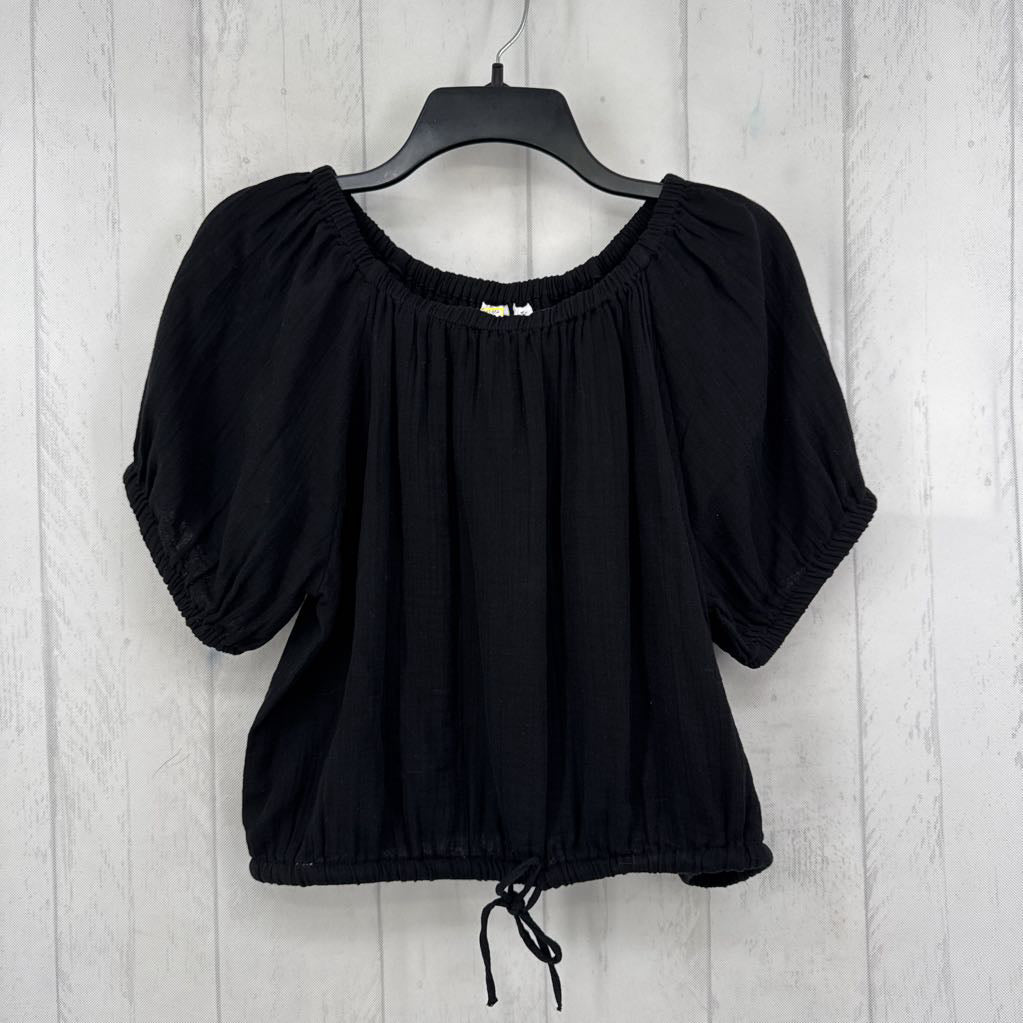 M gauze drawstring waist s/s top