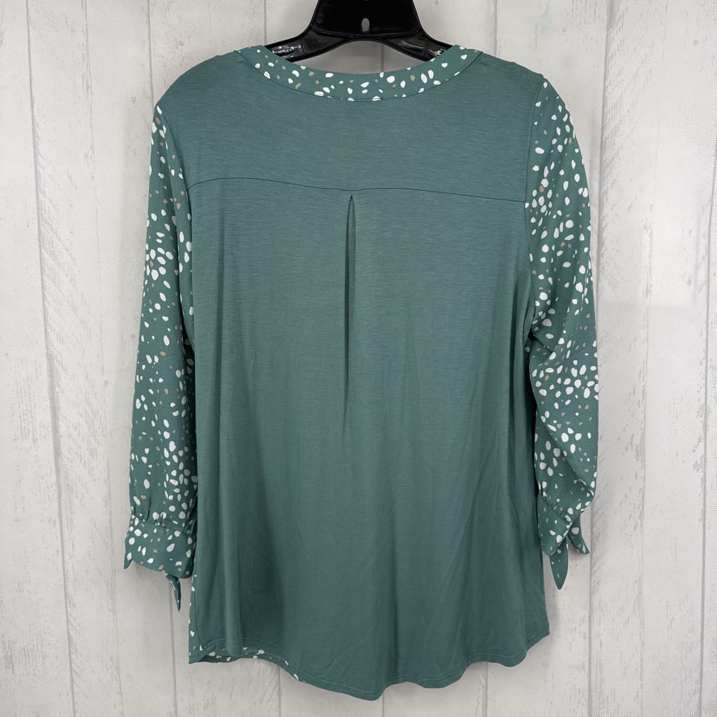 M printed v-neck l/s top