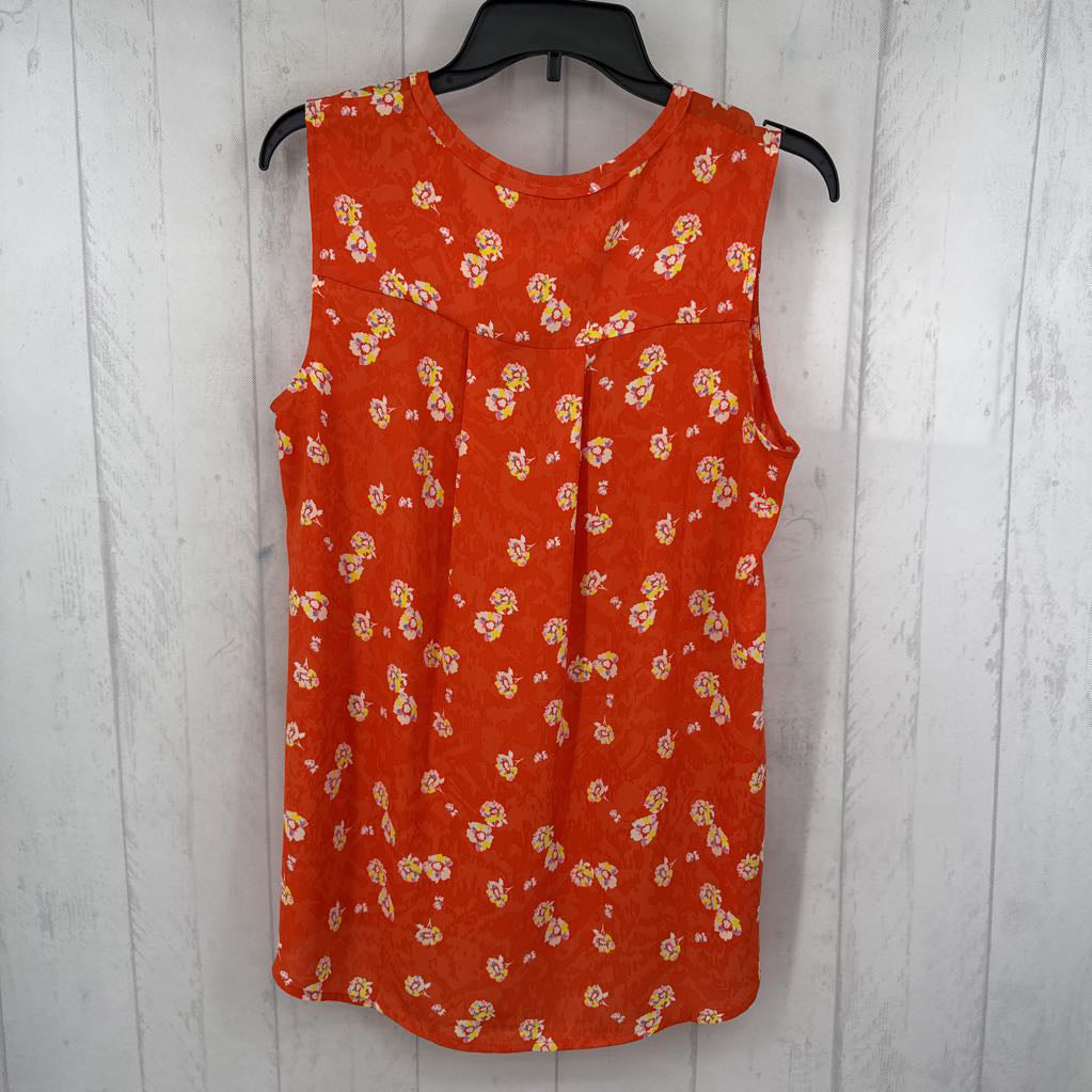 M flo print split neck hi-lo tank