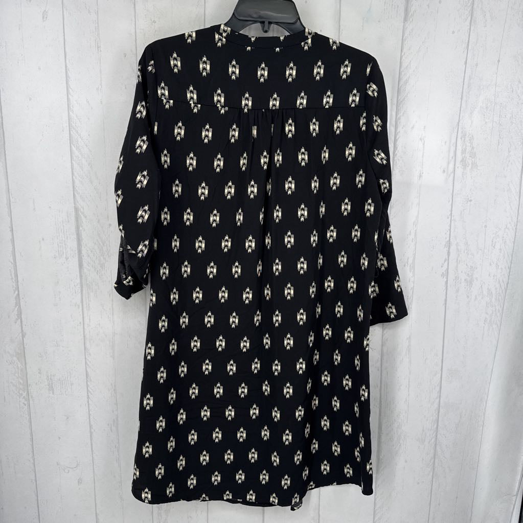 M printed button down 3/4 slv dress