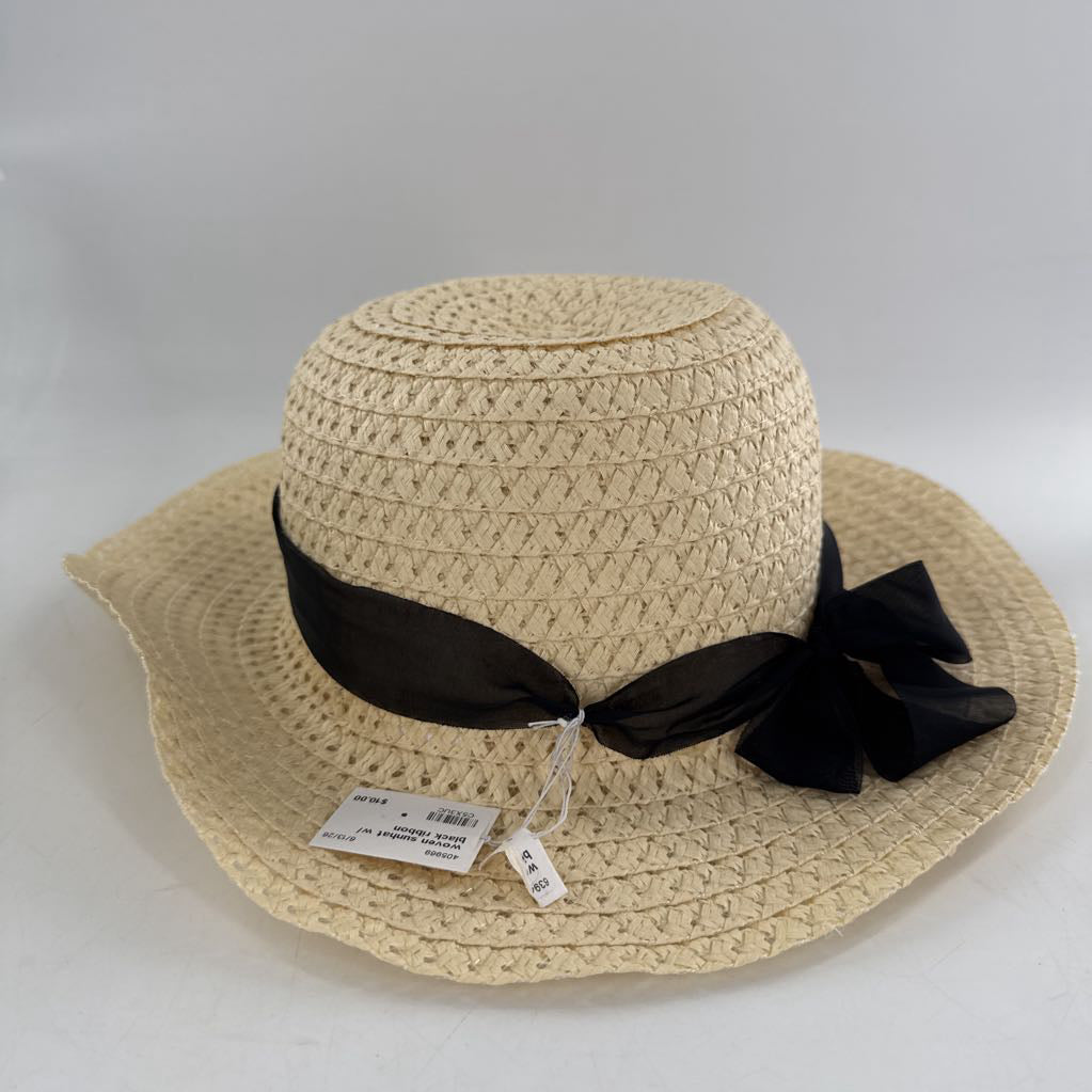 woven sunhat w/ black ribbon