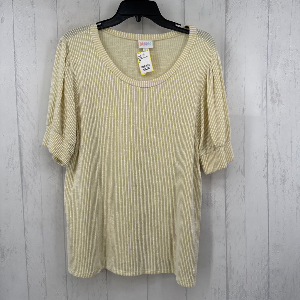 XL striped round neck s/s top