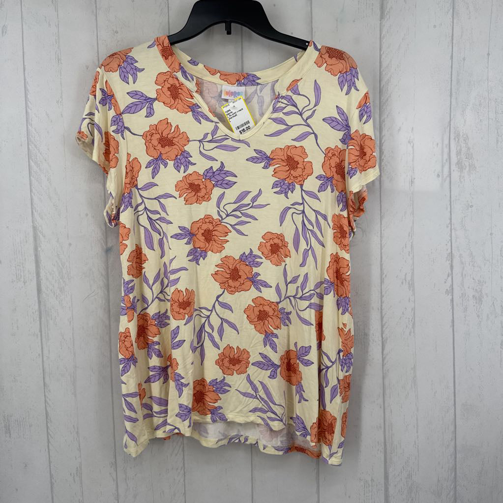 L flo print v-neck s/s tee